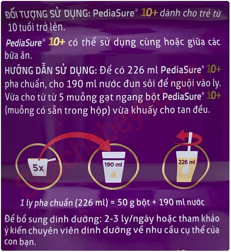sữa pediasure 10+ lon 800g cho trẻ trên 10 tuổi