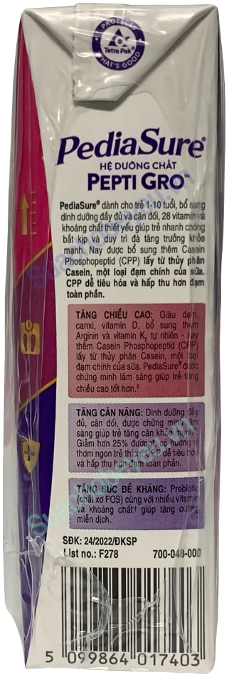 Sữa pha sẵn Pediasure hộp 180ml cho trẻ 1-10 tuổi