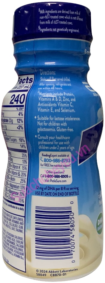 Sữa Pediasure Grow and Gain hương Vani chai 237ml