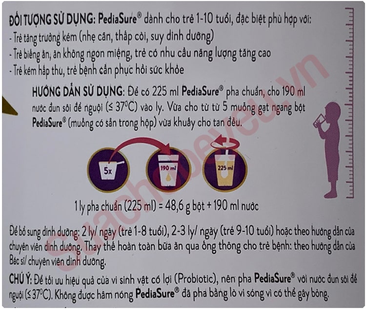 Sữa Pediasure lon nhỏ 380g cho trẻ từ 1-10 tuổi