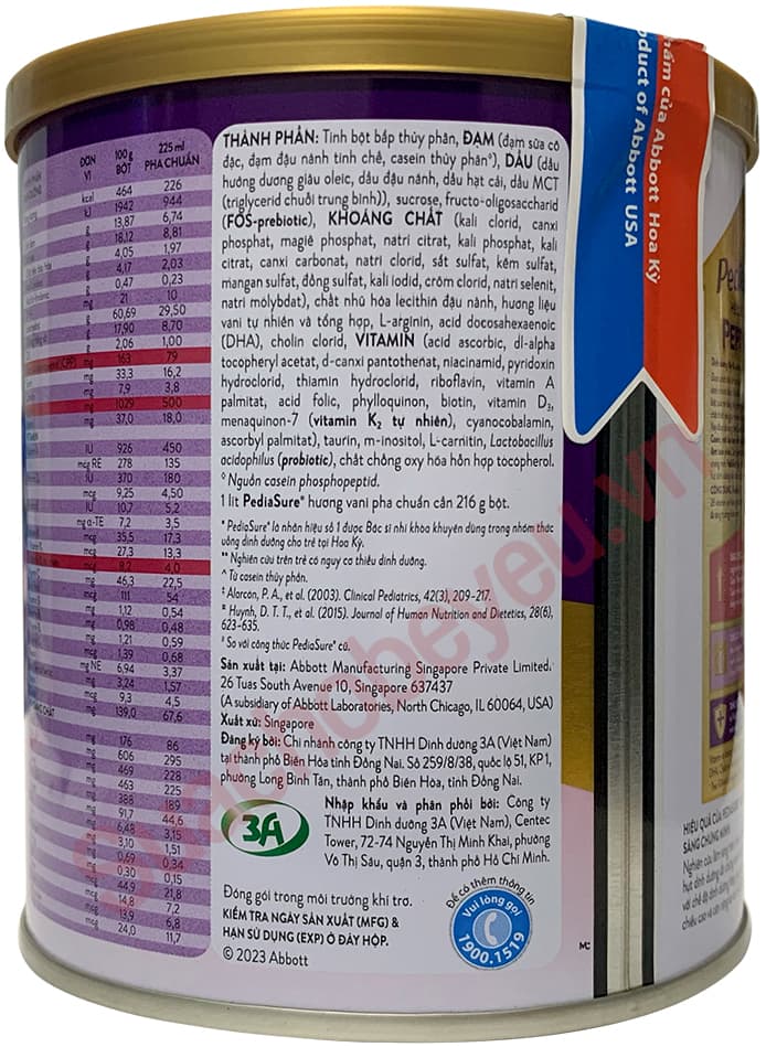 Sữa Pediasure lon nhỏ 380g cho trẻ từ 1-10 tuổi