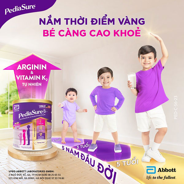 Sữa Pediasure Ít ngọt lon 800g cho trẻ biếng ăn 1-10 tuổi