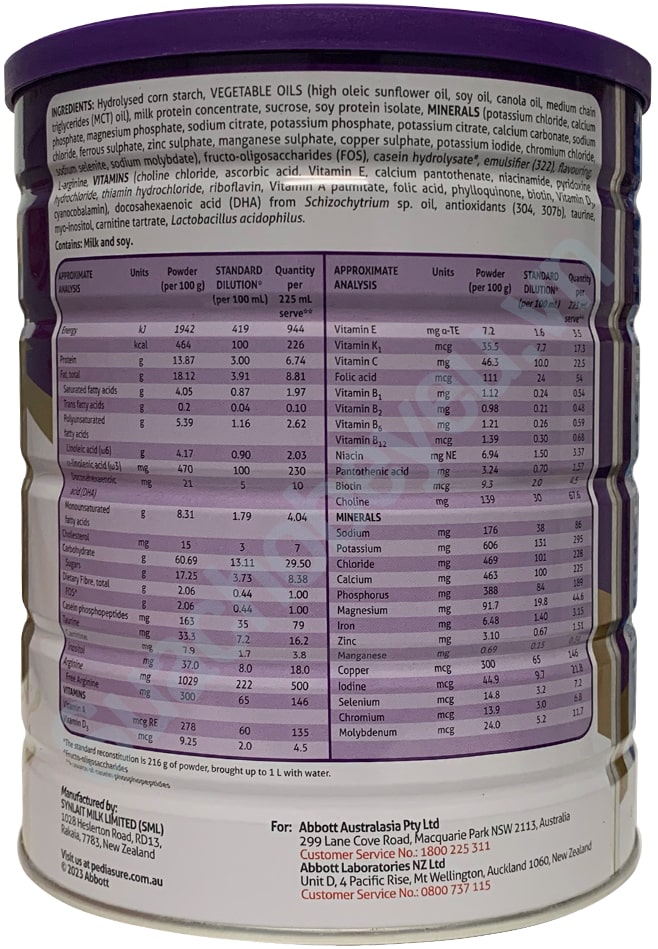 Sữa Pediasure Úc lon 850g cho trẻ biếng ăn 1-10 tuổi